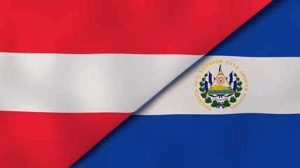 Obraz premium The flags of Austria and El Salvador. News, reportage, business background. 3d illustration