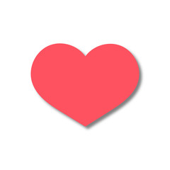 red heart with shadow isolated on white