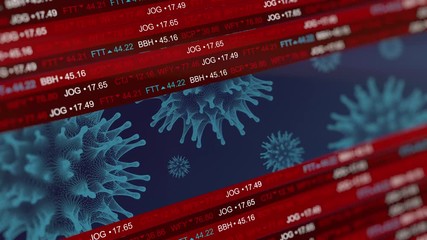 Stock market crashing due to coronovirus pandemic outbreak. Concept of financial stagnation, crash, Downward trend 3d animation. - Powered by Adobe