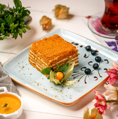 honey cake on the table