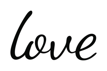 Love text lowercase letters beautiful font isolated on white background. Vector stock illustration.