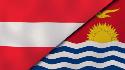 The flags of Austria and Kiribati. News, reportage, business background. 3d illustration