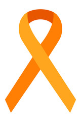 Orange yellow ribbon isolated on white background. Symbol attention deficit hyperactivity disorder. Vector stock illustration.