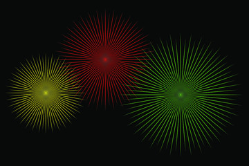 colorful fireworks on black background vector