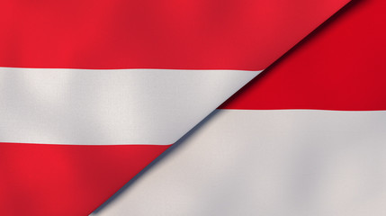 The flags of Austria and Monaco. News, reportage, business background. 3d illustration
