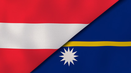 The flags of Austria and Nauru. News, reportage, business background. 3d illustration