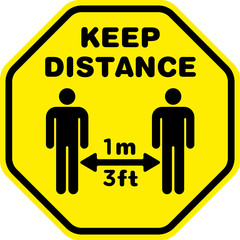 Social Distancing Signage or Floor Sticker for help reduce the risk of catching coronavirus Covid-19. Vector sign.