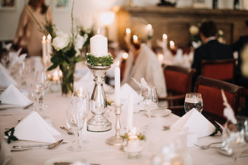 Table served for Wedding dinner in living room