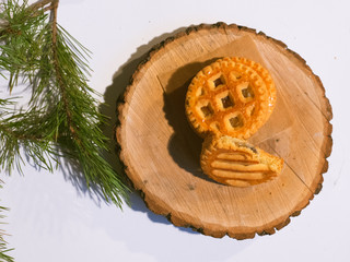 Confectionery - still life. Cookies, bakery products, tangerines, eggs. Cooking dessert and sweets. Sugar and cafe. Coffee or tea to buns. Still life with food