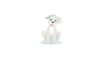 Vector illustration of a sitting dog on a white background