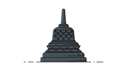 Stupa Buddha flat design vector illustration - obrazy, fototapety, plakaty