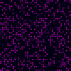 Abstract background. Sparse pattern of hearts. Magenta colored seamless background. Awesome vector illustration.