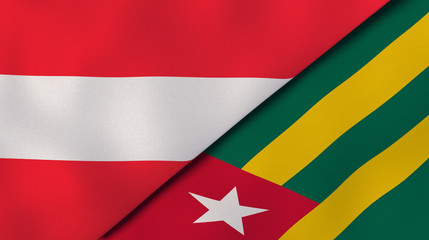 The flags of Austria and Togo. News, reportage, business background. 3d illustration