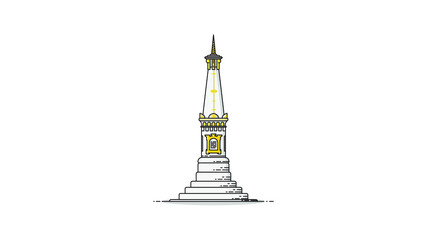 Tugu Jogja landmark of yogyakarta city flat design vector logo icon illustration line art