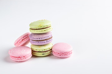 colorful macaroons isolated on white background