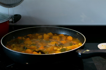 Home-made vegan Cuscús being served