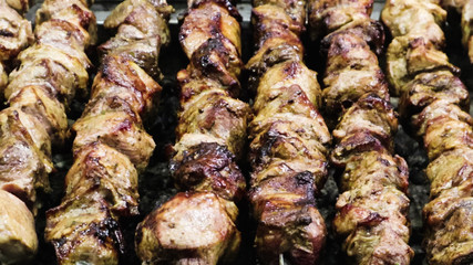 shish kebab on skewers