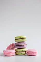 colorful macaroons on white background