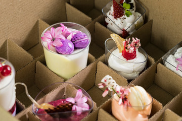 Dessert mini canepa for banquets for receptions receptions shot close-up.