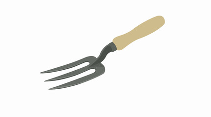 Vector Isolated Illustration of a Small Garden Fork