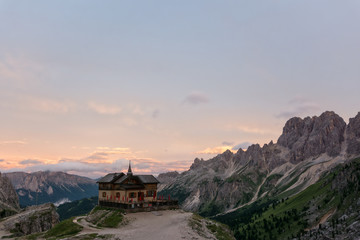 Rifugio Paul Preuss, Dolomites, Italy on a beautiful summer evening