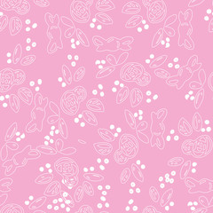 Pink flowers seamless repeat pattern print background