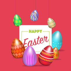 happy easter, typography, vector illustration.