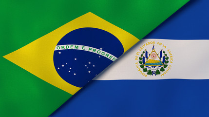 The flags of Brazil and El Salvador. News, reportage, business background. 3d illustration