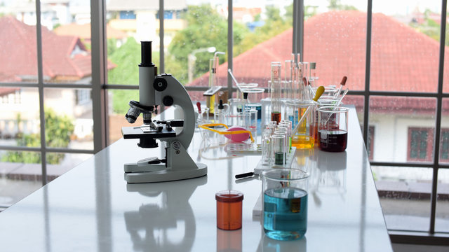 Scientist laboratory test tube in future tone,Scientific research,Scientific tools at laboratory