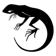 Silhouette of a lizard. Tattoo, logo, sign, vector illustration