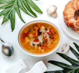 minestrone soup on the table