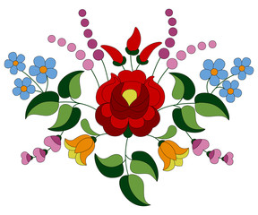 Flower bouquet embroidery folk pattern