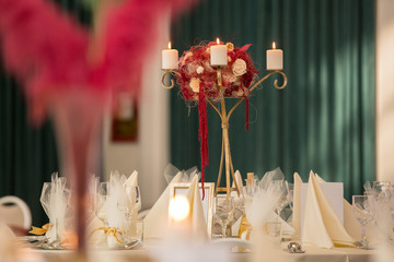 Beautiful wedding decoration in reception room