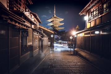 Pathway in the middle of buildings in Japan