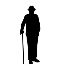 Grandfather silhouette with crutch