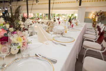 Beautiful wedding decoration in reception room