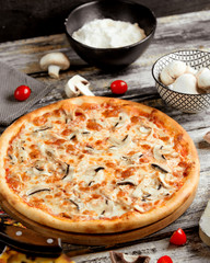mushroom pizza on the table
