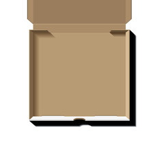 Brown pizza cardboard box top view vector mock up isolated