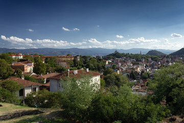 Fototapeta na wymiar Plovdiv in Bulgaria during summer day with clouds