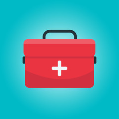 First aid kit, isolated. Vector graphics.