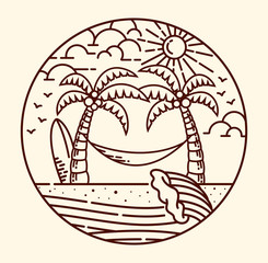 Nature beach line illustration