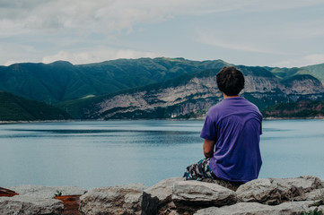 meditating at the lake
