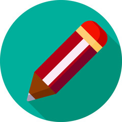 Pencil flat icon on Blue background, vector symbol