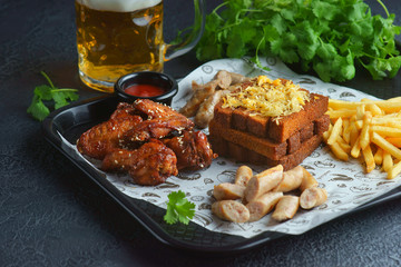 hot beer snacks with a glass of beer