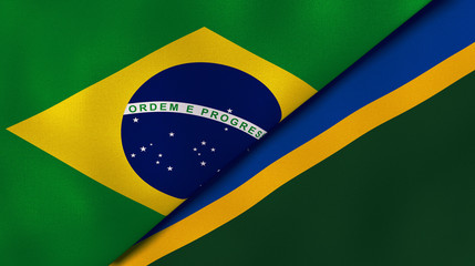 The flags of Brazil and Solomon Islands. News, reportage, business background. 3d illustration