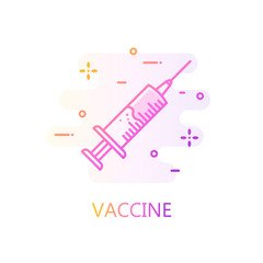 Syringe with vaccine in color line style. Vector gradient icon.