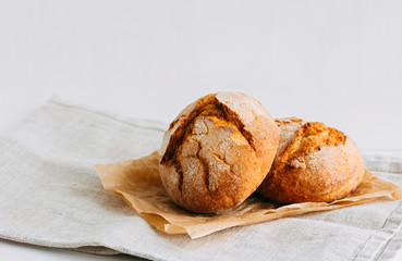 Close up of fresh homemade bread. Slow natural fermentation is a useful alternative to yeast dough.