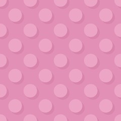 Tile vector pattern big pink polka dots with shadow on pastel background for decoration wallpaper