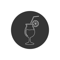 Cocktail glass with straw and lemon vector line icon. filled flat sign for mobile concept and web design. Tropical cocktail drink glyph icon. Symbol, logo
