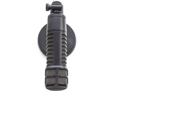 Design element: background with professional microphone, top view